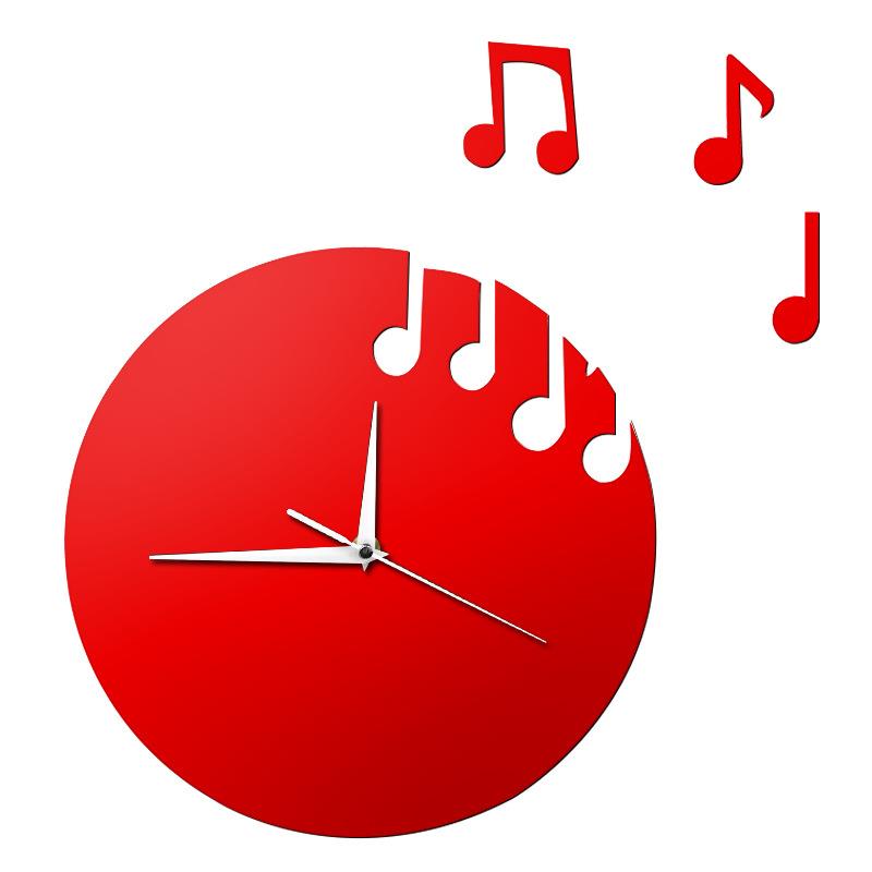 亚克力水晶挂钟创意diy书房卧室静音钟工艺钟表音符个性挂钟