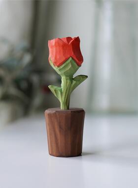 乔的小作坊/木雕玫瑰饰品，创意和色彩变化的手工斯堪的纳维亚风