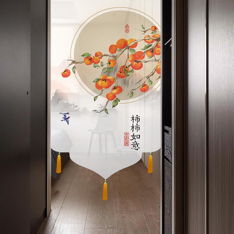 入户门风水遮挡帘屏风半门帘隔断帘中国风墙面装饰遮丑挂帘田园风