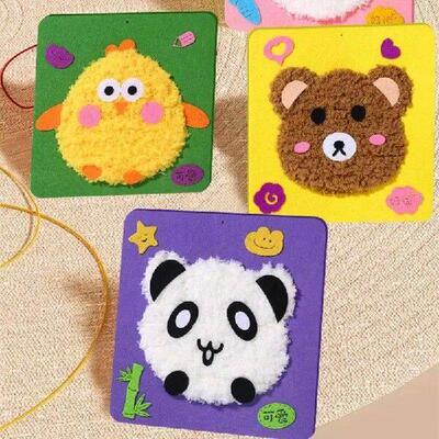 Punch Needle Kit Kids Needle Craft 6 Set Animal Punch with