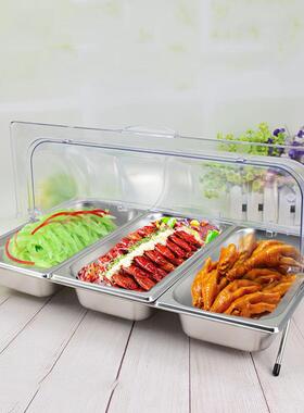 不锈钢盆食品托 托盘带盖子水果盘子自助餐卤菜凉菜熟食展示盒餐