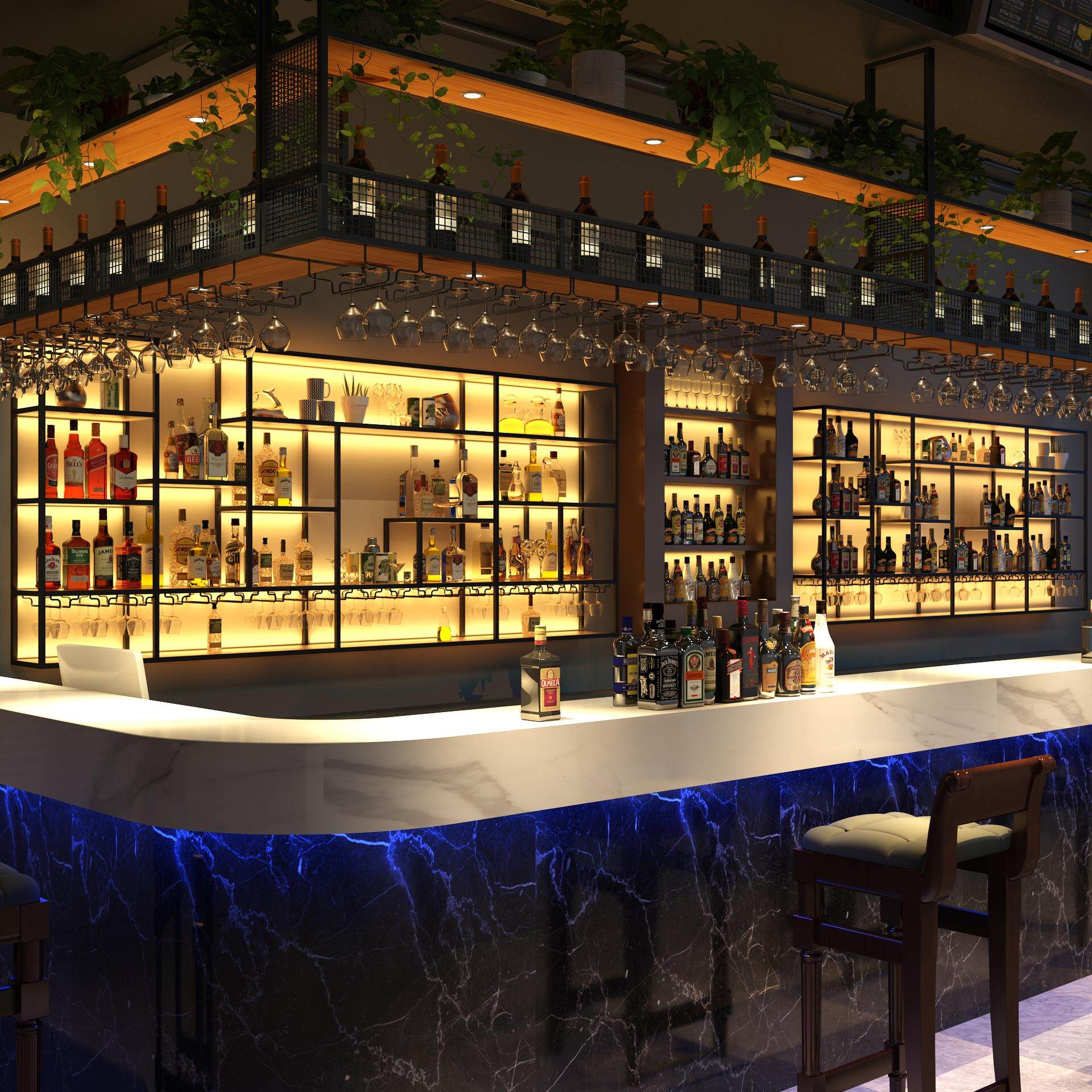 新款直销酒吧酒架壁挂式铁艺餐厅清吧红酒展示架墙上酒杯架红酒洋