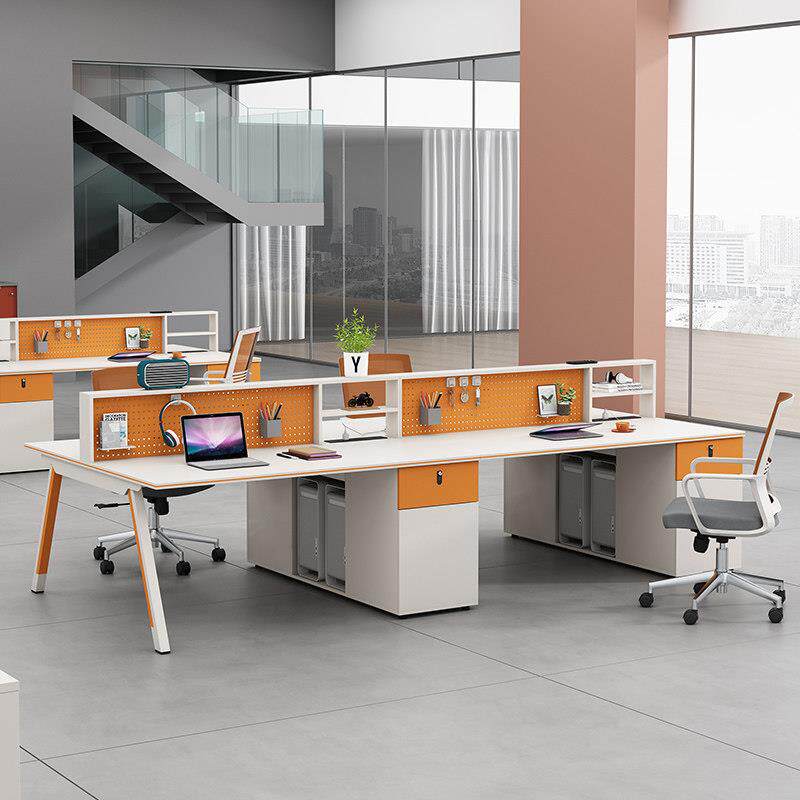 2025新款带插座职员四人位办公桌椅组合简约现代办公室卡座2/6/8