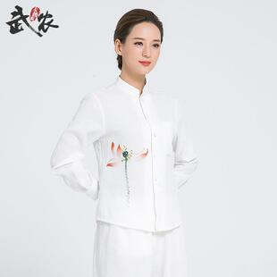 2026春季新款太极服女士汉服古装手绘立领亚麻套装休闲太极服女