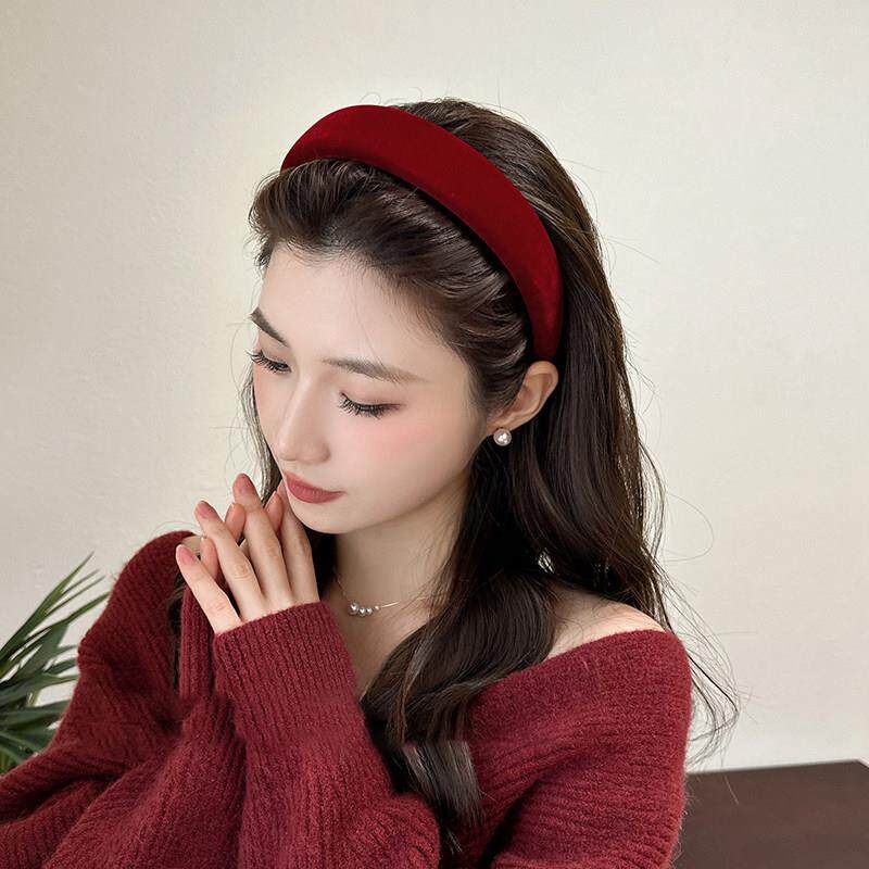 红色发箍女2025新款高颅顶复古女款发饰头箍宽边洋气发卡碎发秋季