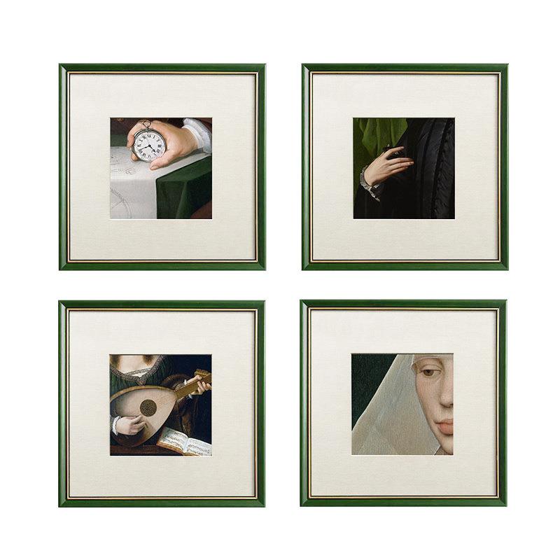 复古客厅组合装饰画卧室书房四联壁画样板间美式卧室墨绿高端挂画