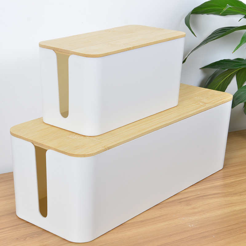 竹木盖子集线盒桌面电线插座收纳盒理线器电脑集线器插线板收纳盒