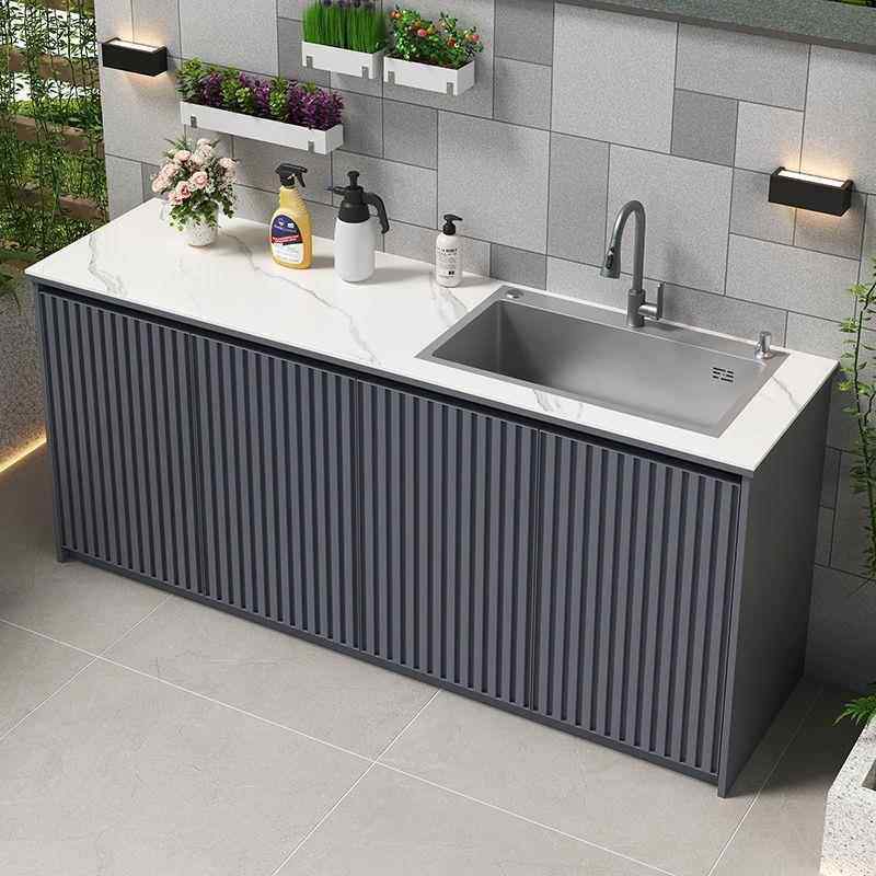 外手洗铝合金岩板洗衣槽花园防晒洗菜洗台无品牌/衣池户一体台盆