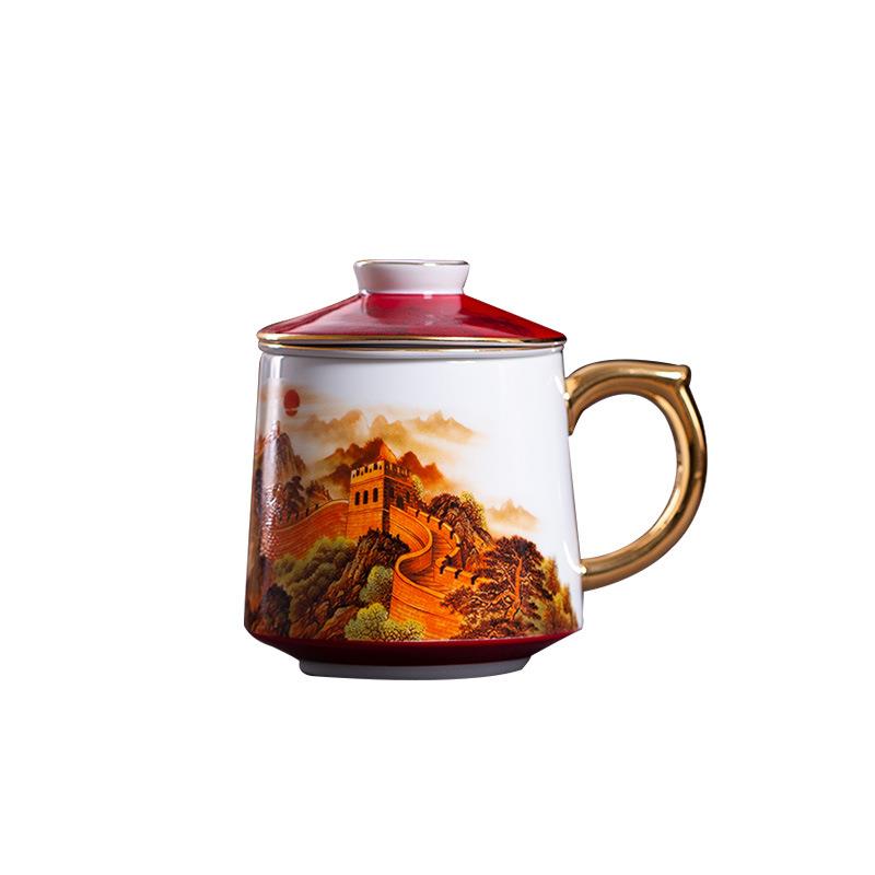 景德镇茶水分离陶瓷泡茶杯大容量送礼优选家用便携带盖过滤水杯