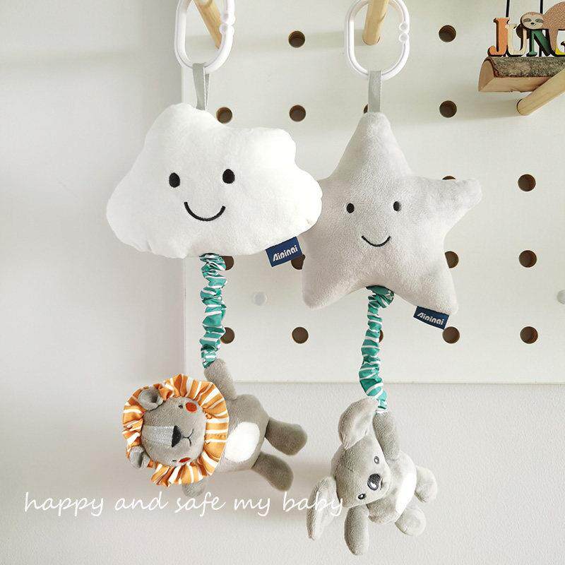 婴儿推车玩具挂件带音乐手拉铃兔子八音盒车载后排安全座椅安抚