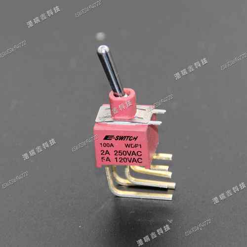 NE8021L防水钮子开关六脚两档侧弯长柄镀金脚2A250V台湾E-SWITCH