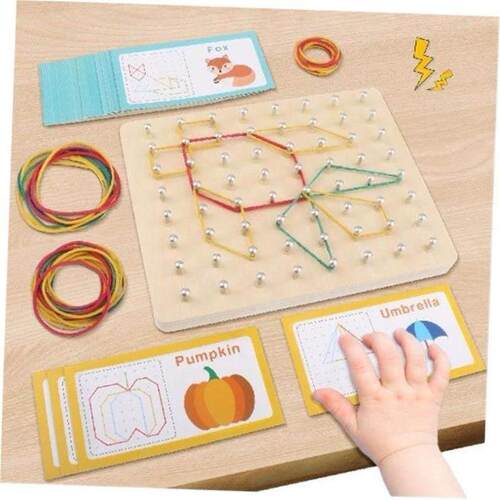 Wood Geoboard Set Graphical Educational Toys Shape Puzzle