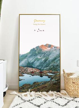 玄关装饰画 走廊过道挂画远山湖泊公路自然风景画大幅楼梯间壁画