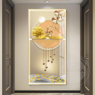 网红运当头灯轻过奢入户画玄关装饰画挂画鸿画壁画简约现代竖版走