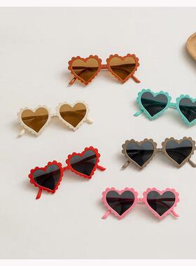 ins韩国儿童凹造型百搭爱心墨镜男女宝宝防紫外线眼镜网红太阳镜