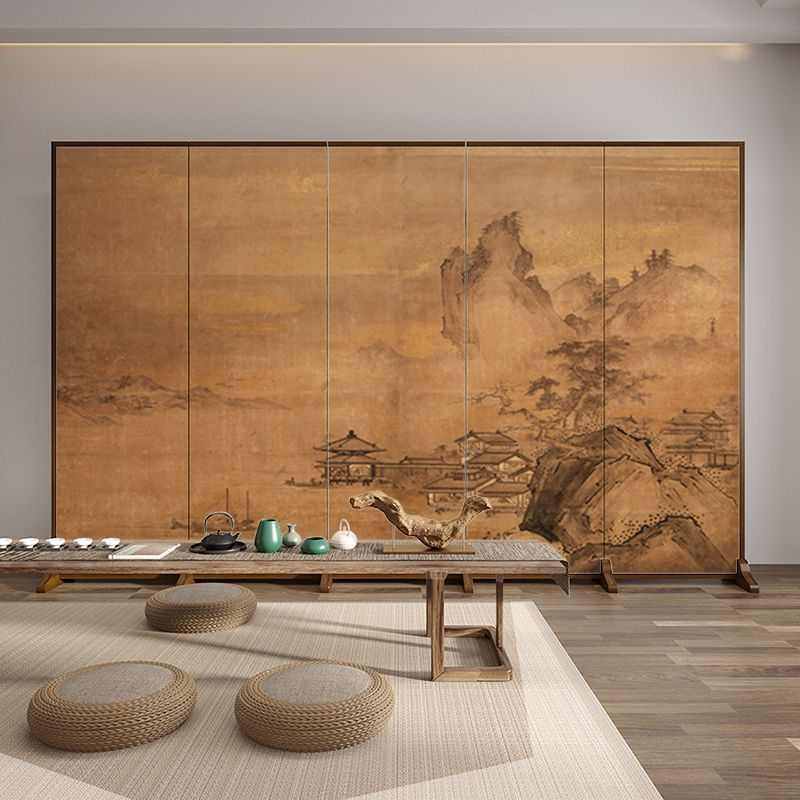 古典古香古色山水折叠屏风隔断摄影拍摄背景墙装饰布艺可移动折屏,住宅家具,庭院屏风,淘宝优惠券,粉丝福利购,淘宝优惠卷