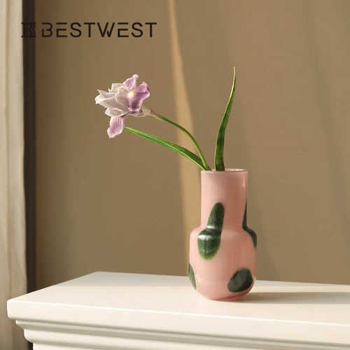 bestwest网红款玻璃芬顿花瓶高级感客厅水养插花装饰花器高档民宿