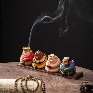 西游记唐僧师徒四人可爱孙悟空猪八戒新中式 饰禅意香插摆件 客厅装
