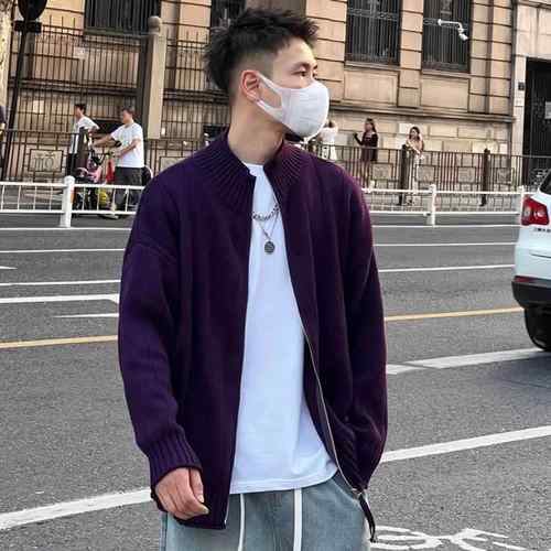 it neith BIAS2025新款秋冬港风纯色针织衫男ins情侣百搭毛衣开衫