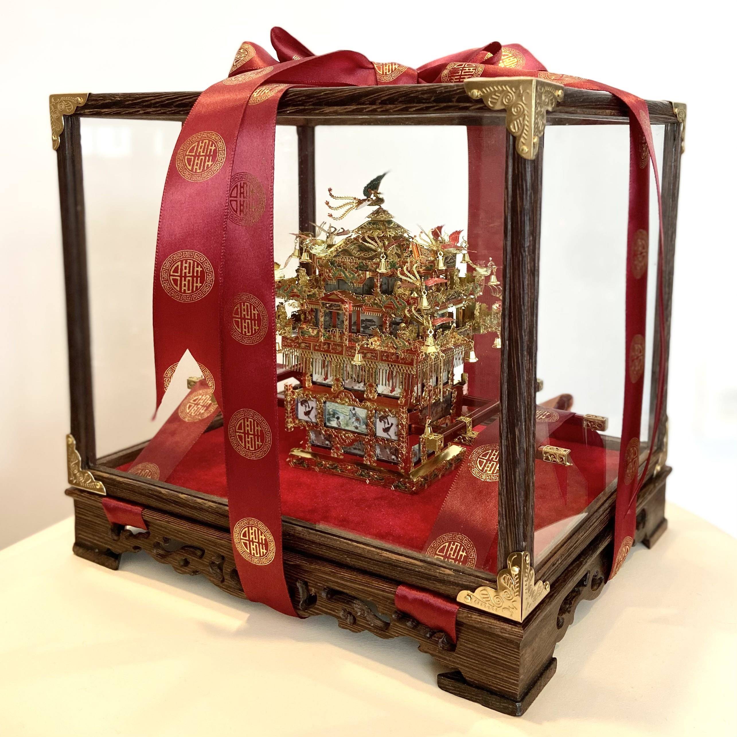 花轿展示盒玻璃罩适配拼酷十里红妆点翠凤冠金翅鸟冠罩子非久间堂