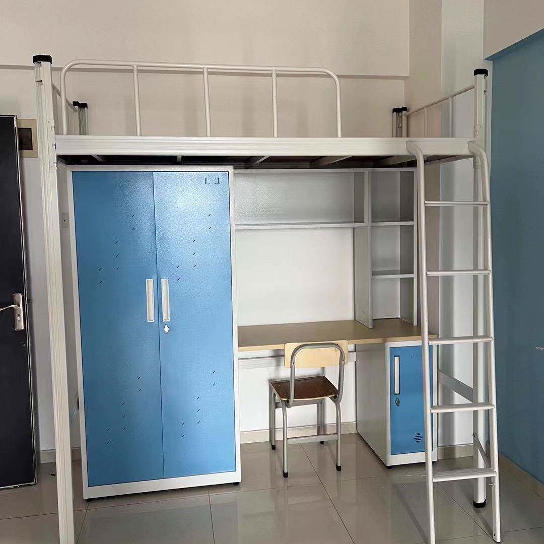 东莞厂家学生公寓床上床下桌一体组合宿舍床加厚上下铺铁床架子床
