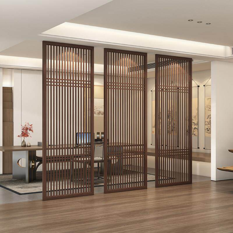 隔栅新中式实木格栅屏风隔断客厅餐厅茶室入户玄关进门现代背景墙
