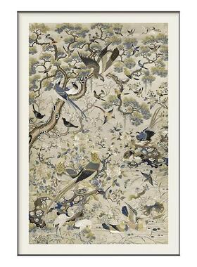 法式中国风花鸟新中式轻奢客厅落地画玄关过道装饰画餐厅卧室挂画