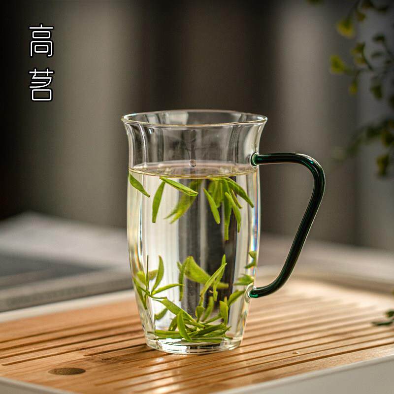 高茗玻璃茶杯带把茶楼专用绿茶杯子2025新款水杯女泡茶尤马马推荐