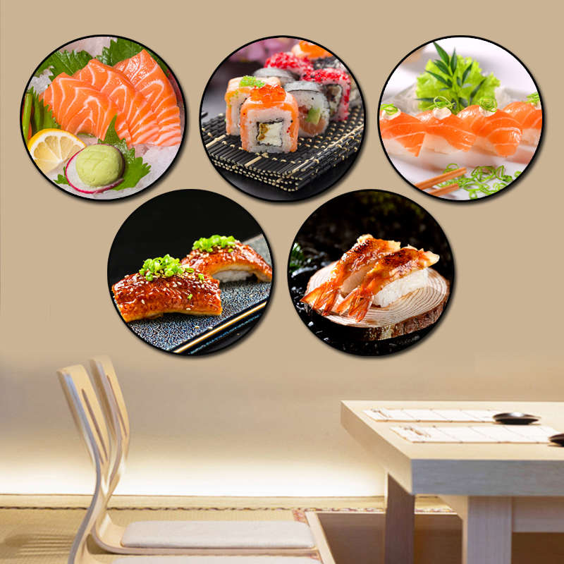 日料店装饰画日式餐厅酒店背景墙壁画寿司店三文鱼店刺身海报挂画图片