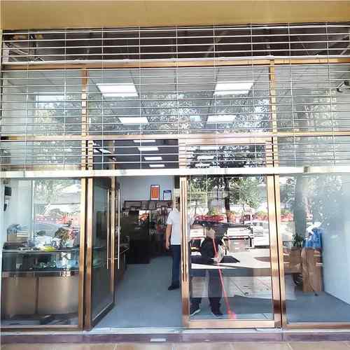 订制商铺不家锈钢4通花卷闸门商超0锈不钢电动卷闸DSV门广东厂定