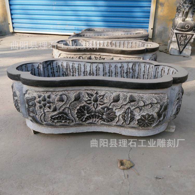 石雕鱼缸青石仿古石槽养鱼异形荷花盆庭院花盆户外摆件中式石鱼缸