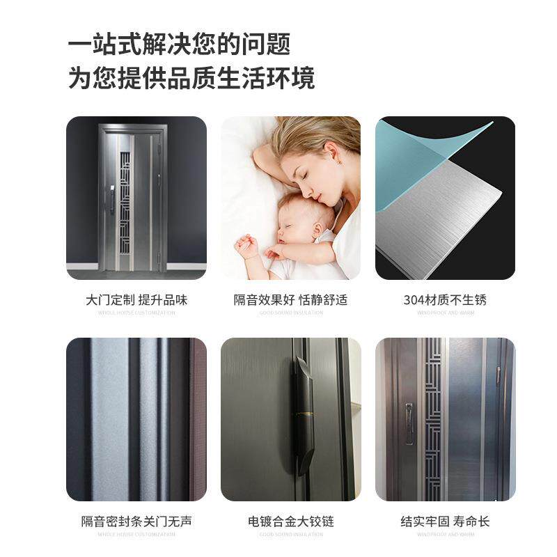 新用款甲级家高端防458盗门34不锈钢门别墅安全入大户门韩0式子母
