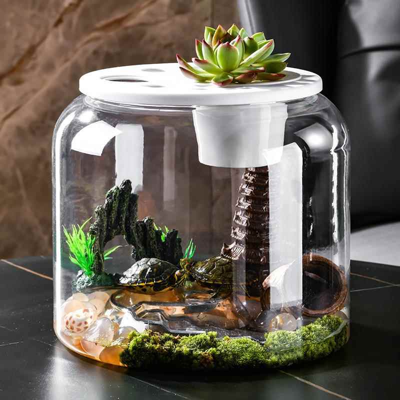塑料微景观罩子客厅高清透明带盖乌龟缸超大容量台阶梯式设计瓶子