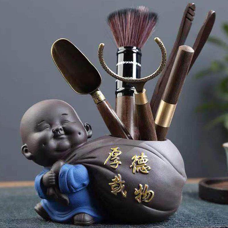 紫砂黑檀木茶道六君子套装纯铜茶夹茶针泡茶工具功夫茶具配件大全