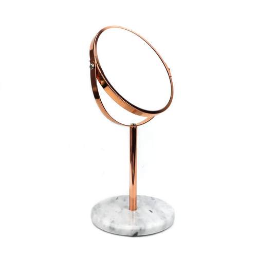 外贸化妆镜大理石双面镜子台式桌面圆形金色公主镜梳妆台