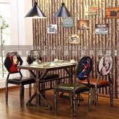 复古主题餐厅小吃店酒吧清吧火锅餐饮饭店快餐龙虾烧烤店桌椅组合