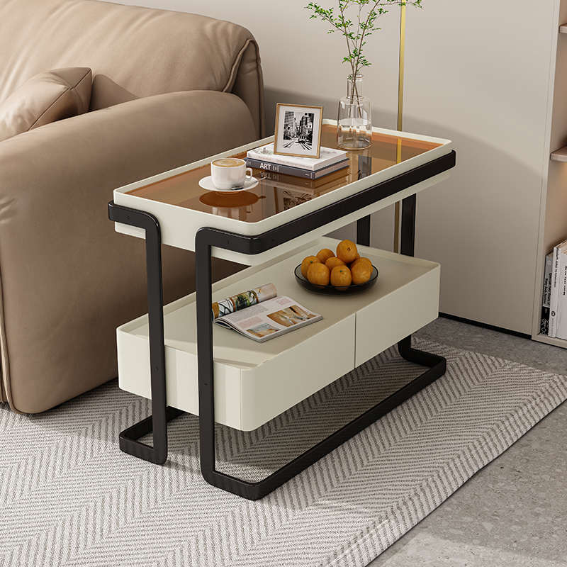 意式沙发边几轻奢高级感客厅角几收纳边柜现代简约创意双层置物柜