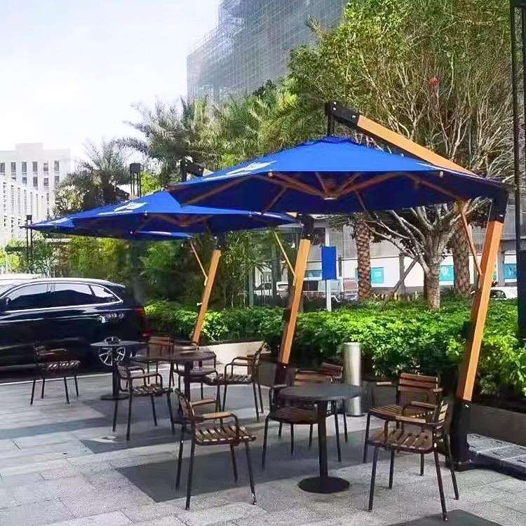 仿木纹铝合金七字吊伞户外露台庭院罗马伞商铺室外大型遮阳伞