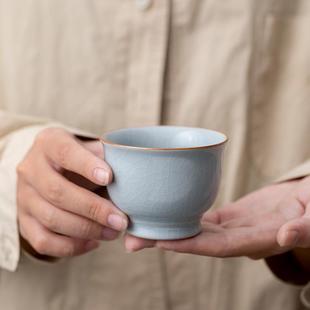 养杯水茶具家用功夫新款 泡茶片个人杯开可杯主人单杯品茗中式 汝窑
