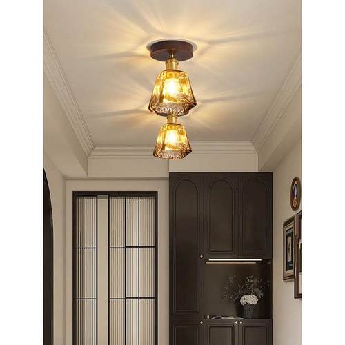 全铜简单过道灯走廊灯实木创意入口大厅灯阳台灯天花灯中世纪