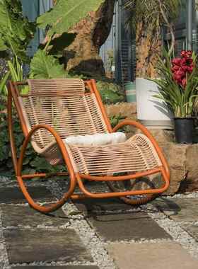 阳台摇椅花园摇摇椅CEB用懒人厅休闲老人户家客外藤躺椅藤编庭院