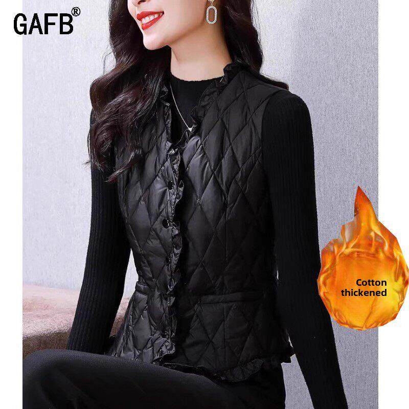 羽绒马甲修身女士2024秋冬新款外穿妈妈加绒背心保暖内胆棉服上衣