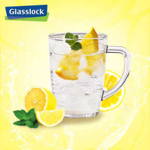 glasslock牛奶杯儿童女生早餐杯大号带盖钢化玻璃微波炉热奶杯