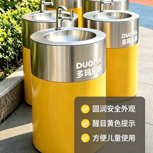 户外公共洗手盆公园景区立柱式洗脸池一体式落地304不锈钢洗手台