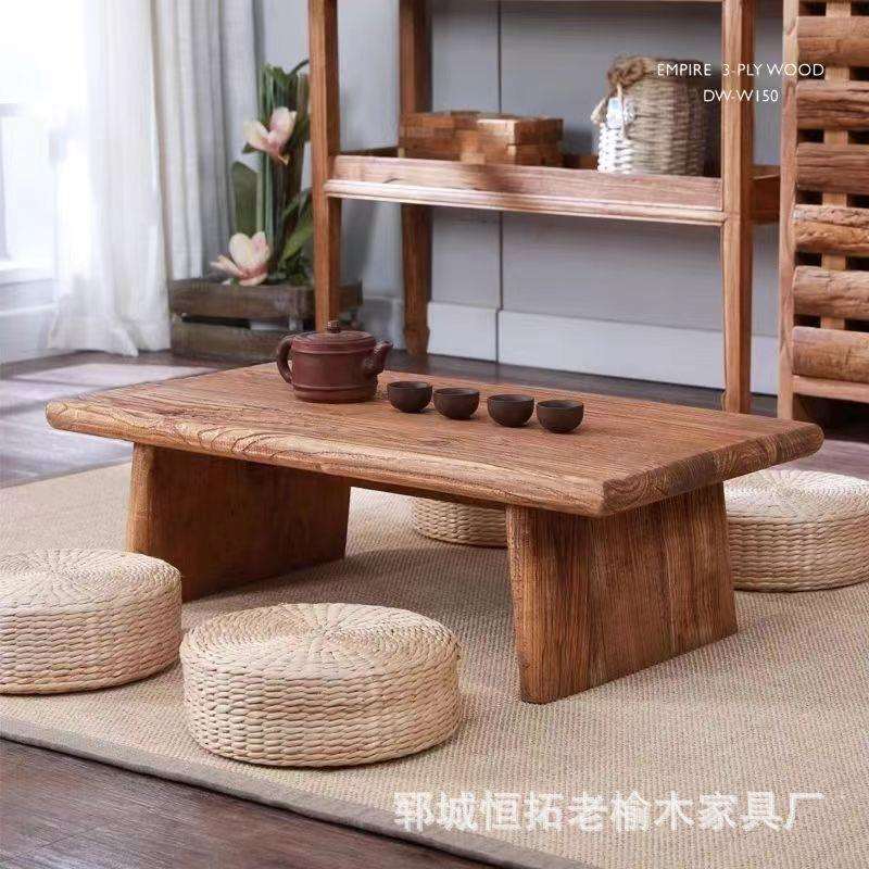 老榆木茶台炕桌长条炕几全实木榻榻米茶几矮桌功夫阳台茶桌