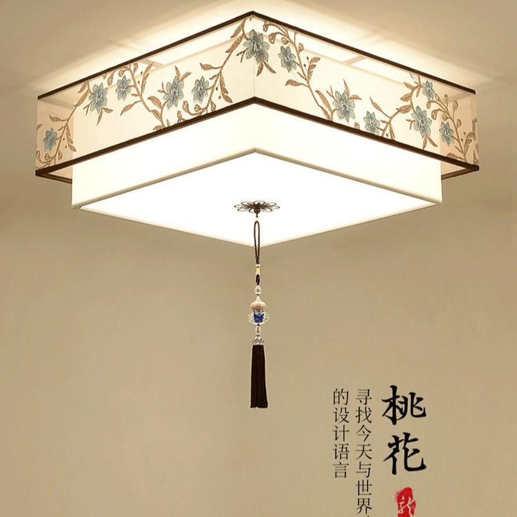新中式吸顶灯圆中房形客厅主用卧室led正60方仿古间家简约超亮国