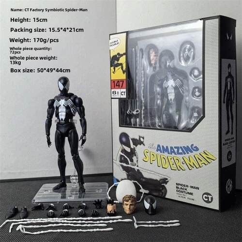 mafex147共生体蜘蛛侠CT厂漫画版毒液战衣彼得帕克可动手办模型