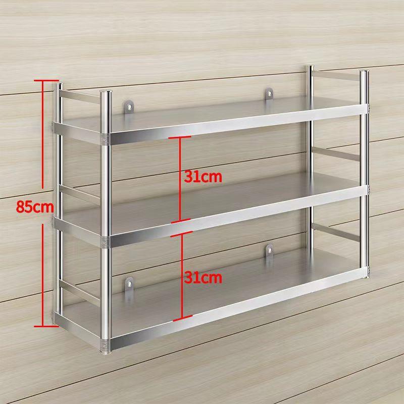 高档厨房墙壁置物架微波炉架物架不锈钢支2层上收纳挂墙置架子3壁