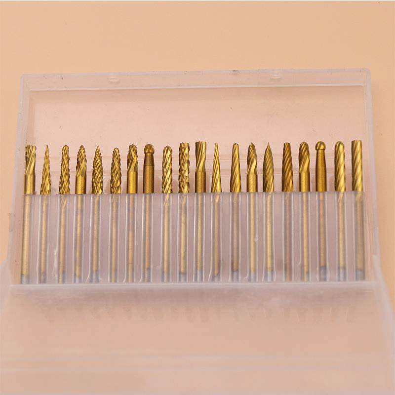 镀钛合金钨钢磨头旋转锉铣刀雕刻刀木工根雕木雕雕刻字工具3*3