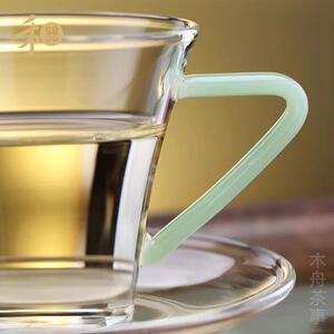 禾器泓泰杯碟组茗杯透明小茶杯耐热玻璃主人杯套组和器耐高温茶具
